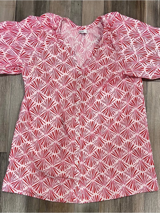 Sonoma Dresses & Skirts - Sonoma Red and White Printed Button-Front Blouse